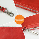 Retro Leather Clutch Bag With Zipper - 6 Inch - Brown
