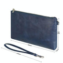 Retro Leather Clutch Bag With Zipper - 6 Inch - Brown