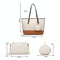 Large Capacity 4-In-1 Messenger Handbag With Fashionable Colour Block Design - Brown