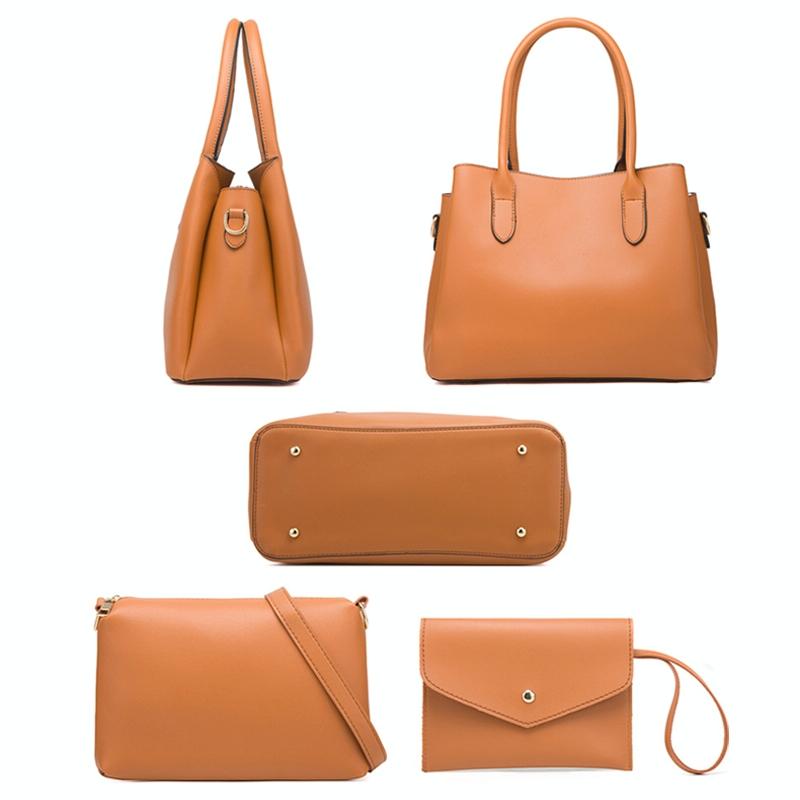 Large Capacity 3-In-1 Diagonal Handbags In Pink Pu Leather