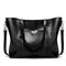 Stylish All-Match Leather Handbag - Wax Finish - Black