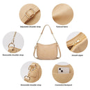 Adjustable Leather Crossbody Bag Large Capacity - Brown