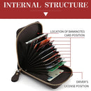 Multi Slot Short Card Holder With Zipper Coin Purse Pu Leather - Coffee