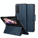 For Samsung Galaxy z Fold4 5G Magnetic Snap Leather Flip Case - All-inclusive - Blue