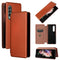 For Samsung Galaxy Z Fold4 5G Carbon Fiber Flip Leather Case - Brown