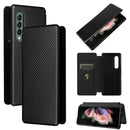 For Samsung Galaxy Z Fold4 5G Carbon Fiber Flip Leather Case - Brown