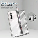 For Samsung Galaxy Z Fold4 5G Full Body Phone Case with Integrated Hinge and Pen Slot - Transparent