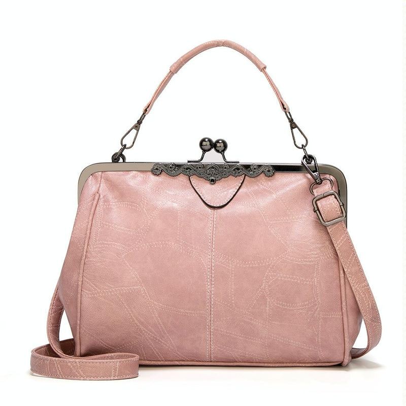 Adjustable Leather Crossbody Bag With Vintage Buckle