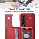 Foldable Phone Case with Double Buckle Card Slot for Samsung Galaxy z Fold4 - Brown