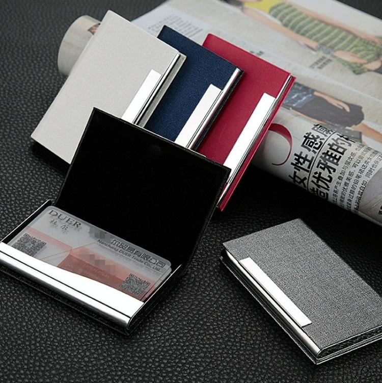 Stainless Steel Card Holder Sleek Business Accessory - Gray