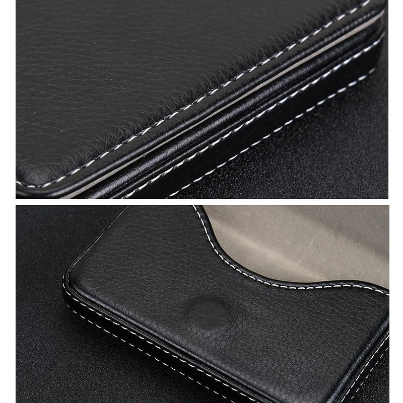 Stainless Steel Magnetic Business Card Holder Pu Leather Case - Rose Red