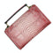 Versatile Lady Crossbody Wrist Bag - Multi-functional - Big Snake Pattern Nude Pink