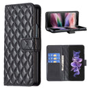 For Samsung Galaxy Z Fold4 5G Samsung Fold 4 Diamond Lattice Wallet Case - Sleek And Stylish - Blue