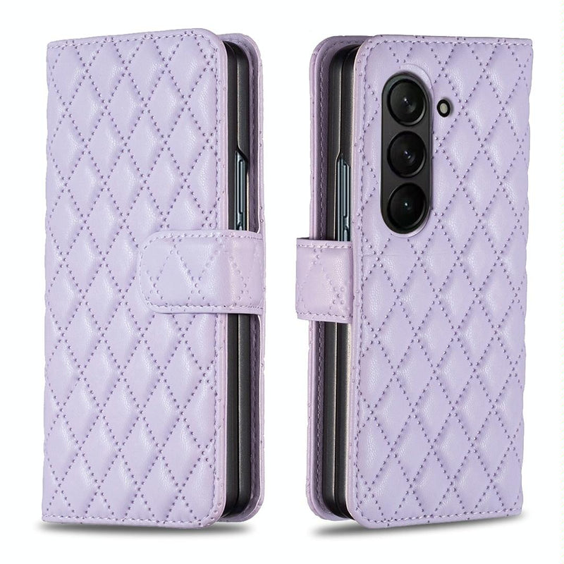 For Samsung Galaxy Z Fold4 5G Samsung Fold 4 Diamond Lattice Wallet Case - Sleek And Stylish - Blue
