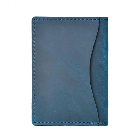 Minimalist Cowhide Card Holder Compact Wallet For Bank & Membership Cards - Blue