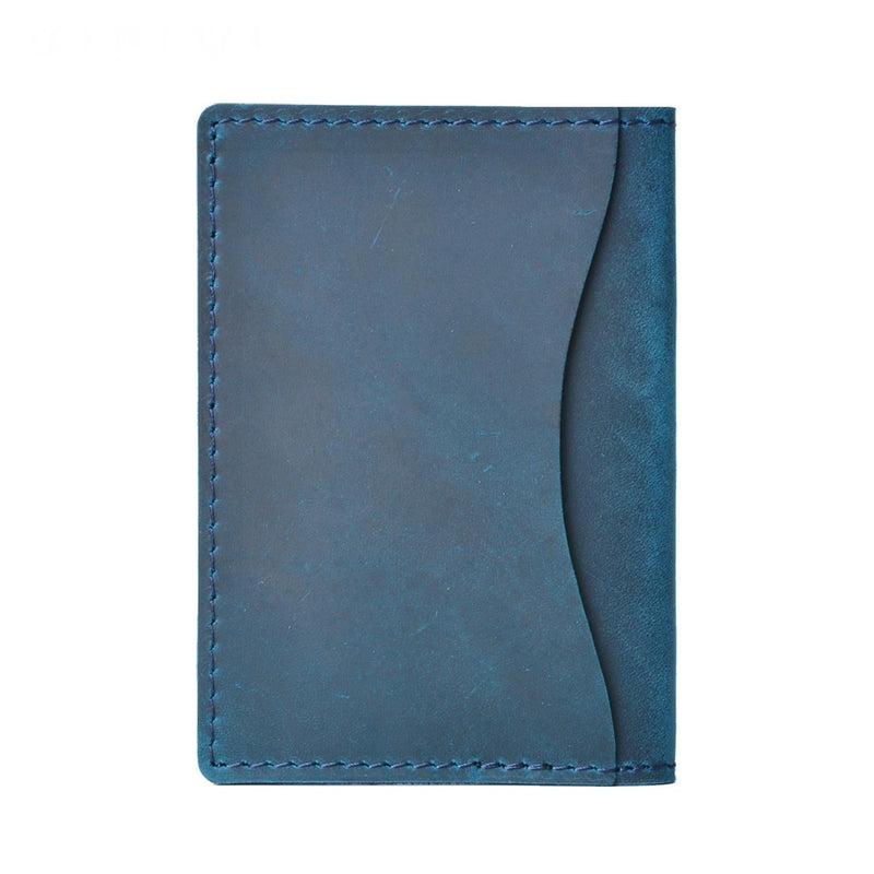 Minimalist Cowhide Card Holder Compact Wallet For Bank & Membership Cards - Blue