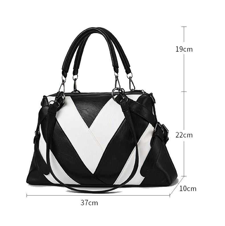 Soft Leather Geometric Handbag - Colourblock - Rubber Pink