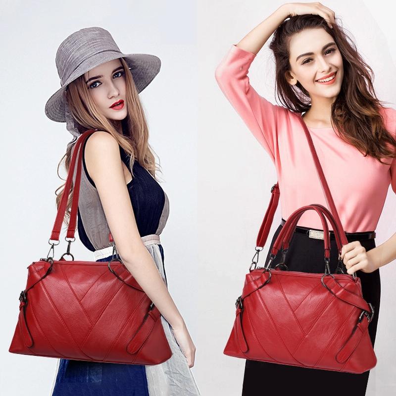 Soft Leather Geometric Handbag - Colourblock - Rubber Pink