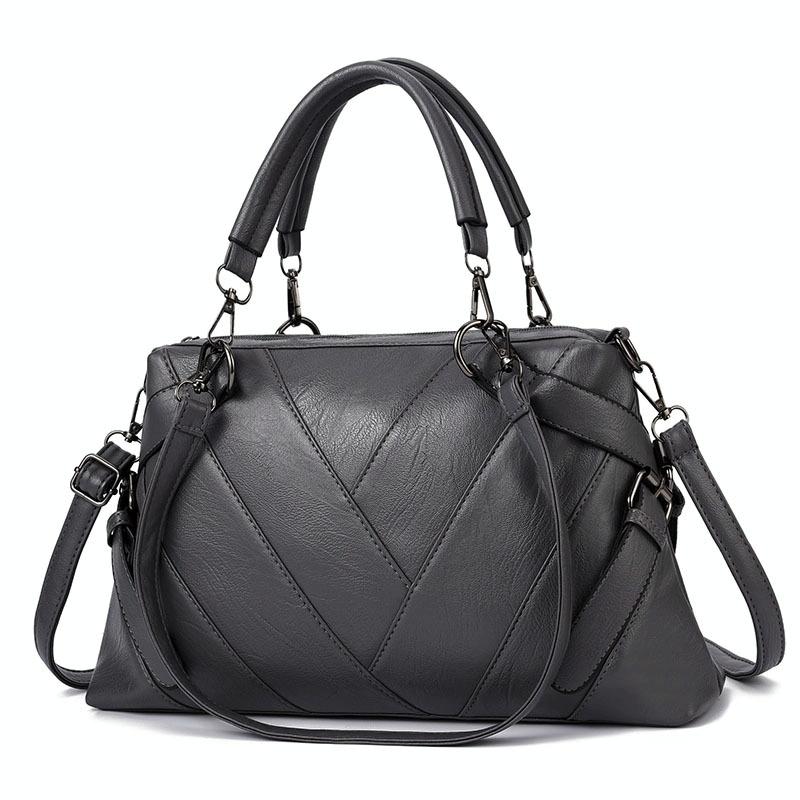 Soft Leather Geometric Handbag - Colourblock - Rubber Pink