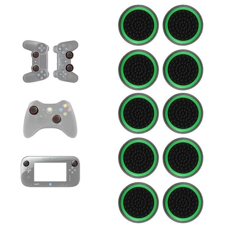 10-piece Luminous Gamepad Button Caps for Ps5 / Ps4 / Ps3 / Xbox one / 360 / Pro / Series x / s - Black Green Circle