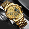 Waterproof Luminous Quartz Watch with Multifunctional Design - White Steel Black Surface