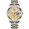 Waterproof Luminous Quartz Watch with Multifunctional Design - White Steel Black Surface