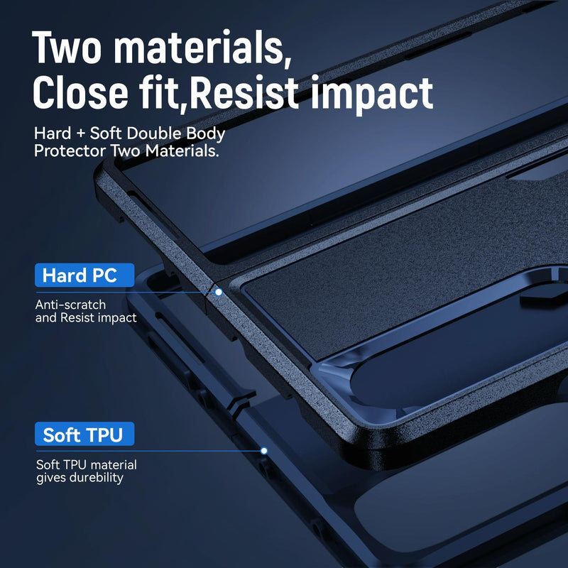 For Samsung Galaxy Z Fold4 5G Shockproof Case With Holder - Pc Tpu - Blue