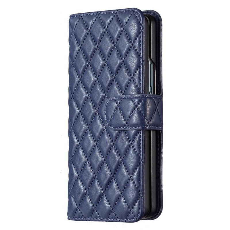 For Samsung Galaxy Z Fold4 5G Diamond Lattice Flip Wallet Case - Blue