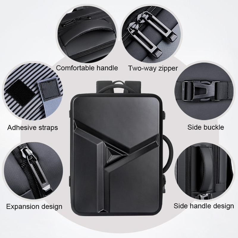 Waterproof Expandable Hard Shell Backpack with Usb Charging - Large Capacity Black - 162 Light Gray