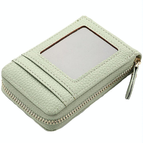 Multi Slot Short Card Holder With Zipper Coin Purse Pu Leather - Blue