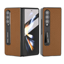 For Samsung Galaxy Z Fold4 5G Carbon Fiber Phone Case With Holder - Green