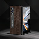 For Samsung Galaxy Z Fold4 5G Carbon Fiber Phone Case With Holder - Green