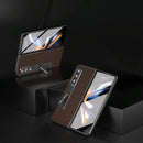 For Samsung Galaxy Z Fold4 5G Carbon Fiber Phone Case With Holder - Green