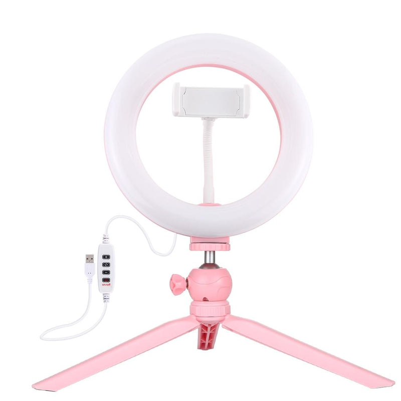 7.9 Led Ring Light With Tripod And Phone Clamp - 3 Modes Dimmable Dual Colour Temperature