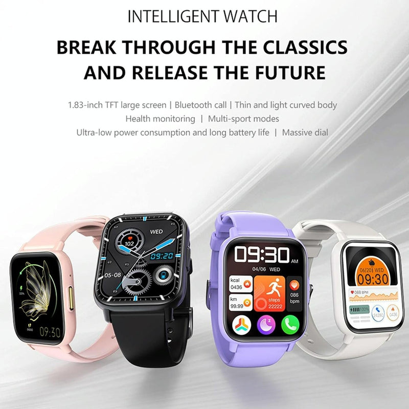 1.83 Inch Ip68 Waterproof Smart Watch Support Body Temperature Monitoring / Heart Rate / Blood Oxygen / Blood Pressure Monitoring - Pink