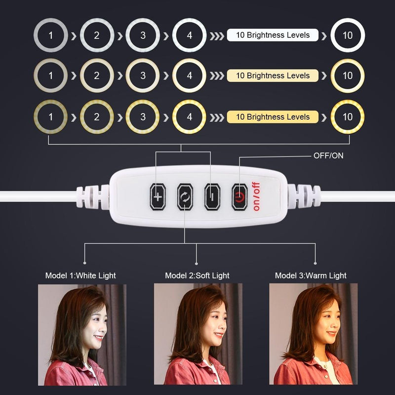 26Cm Dimmable Led Ring Light With Tripod And Phone Clamp