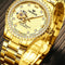 Gold Automatic Mechanical Watch With Diamond Accents For Men
