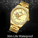 Gold Automatic Mechanical Watch With Diamond Accents For Men