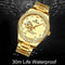 Gold Automatic Mechanical Watch With Diamond Accents For Men