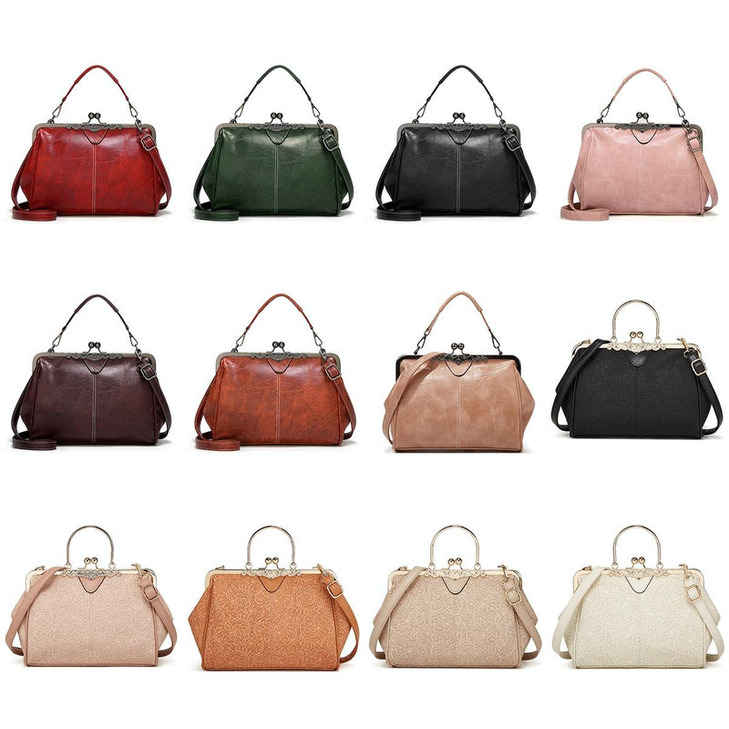 Adjustable Leather Crossbody Bag With Vintage Buckle