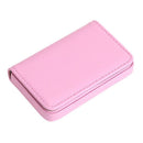Stainless Steel Magnetic Business Card Holder Pu Leather Case - Pink