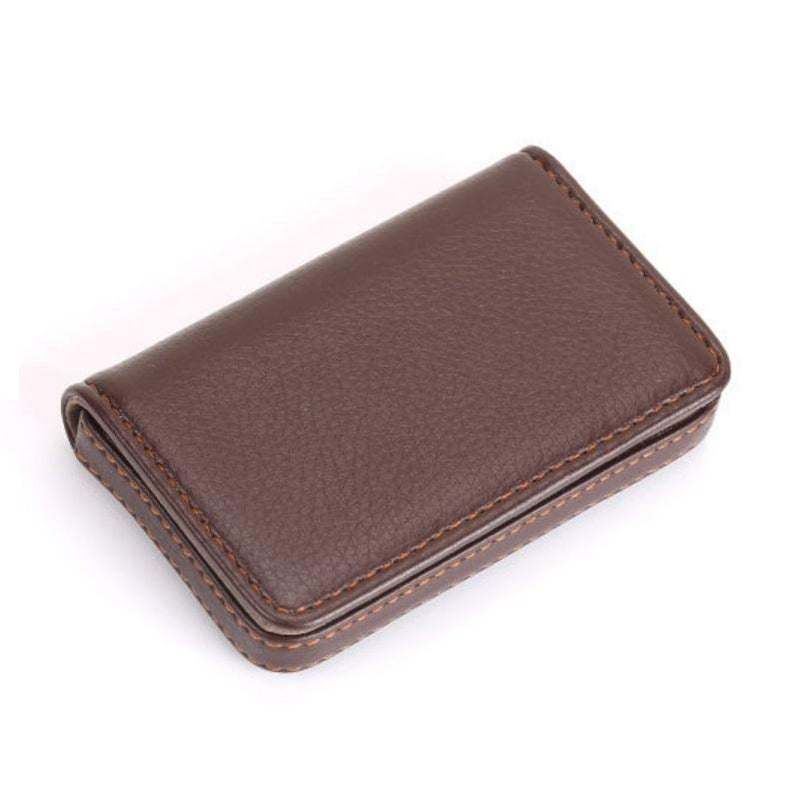 Stainless Steel Magnetic Business Card Holder Pu Leather Case - Pink