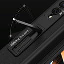 Leather Case with Holder & Pen Slots for Samsung Galaxy z Fold 4 - Thin & Shockproof - Cross Texture