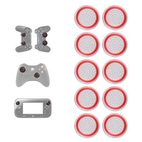 10-piece Luminous Gamepad Button Caps for Ps5 / Ps4 / Ps3 / Xbox one / 360 / Pro / Series x / s - Black Red Circle