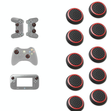 10-piece Luminous Gamepad Button Caps for Ps5 / Ps4 / Ps3 / Xbox one / 360 / Pro / Series x / s - Black Red Circle