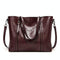Stylish All-Match Leather Handbag - Wax Finish - Deep Purple
