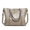Stylish All-Match Leather Handbag - Wax Finish - Deep Purple