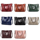 Stylish All-Match Leather Handbag - Wax Finish - Deep Purple