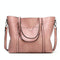 Stylish All-Match Leather Handbag - Wax Finish - Deep Purple
