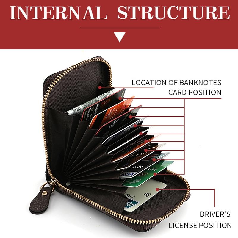 Multi Slot Short Card Holder With Zipper Coin Purse Pu Leather - Grey